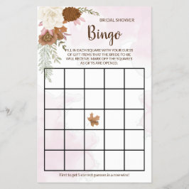 Boho Autumn Floral Brautparty Bingo Game Card Flyer