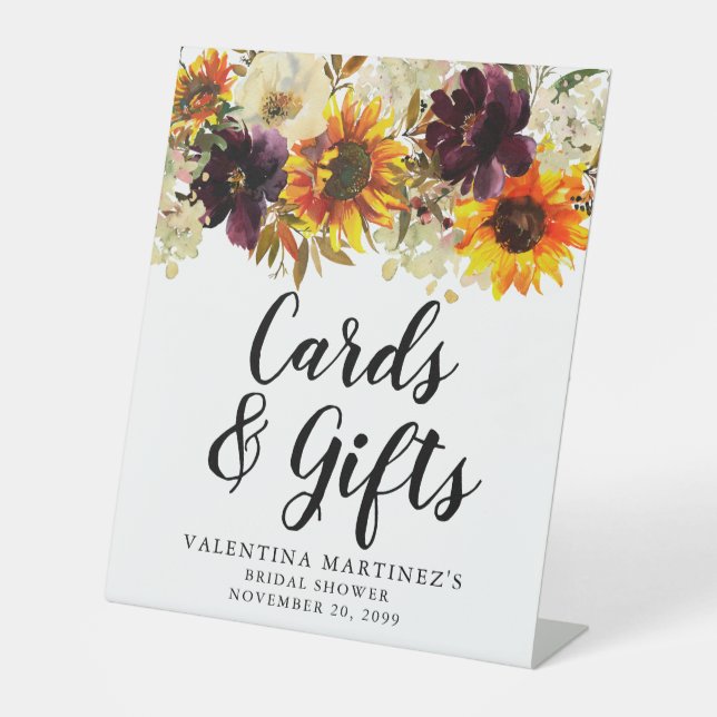 Boho Autumn Floral Brautparty Cards and Gifts Sockelschild (Vorderseite)