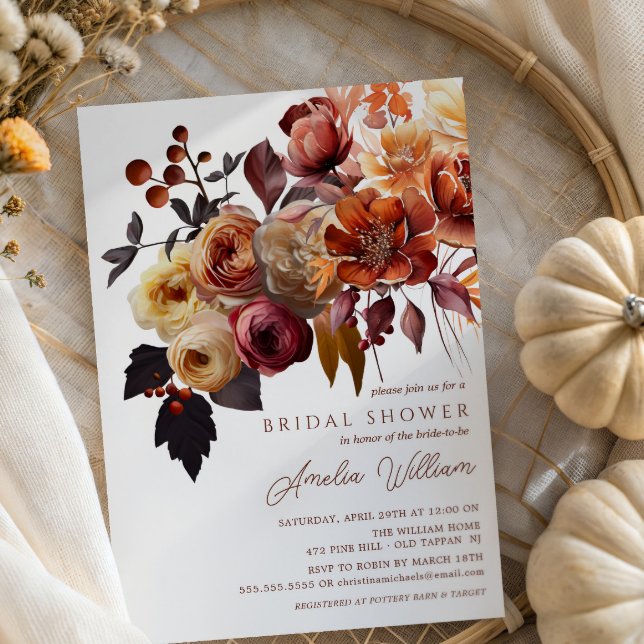 Boho Autumn Floral Bridal Shower  Einladung (Von Creator hochgeladen)