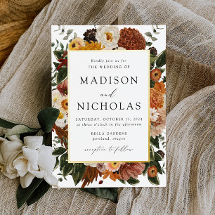 Boho Autumn Floral Frame Wedding Folieneinladung