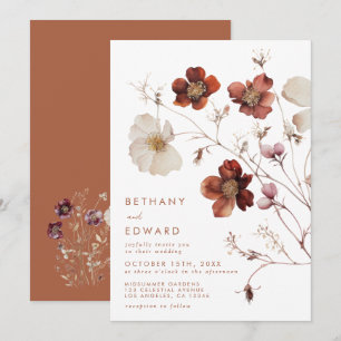 Boho Autumn Floral Wedding Einladung