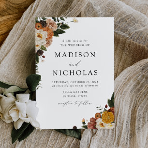 Boho Autumn Floral Wedding Einladung