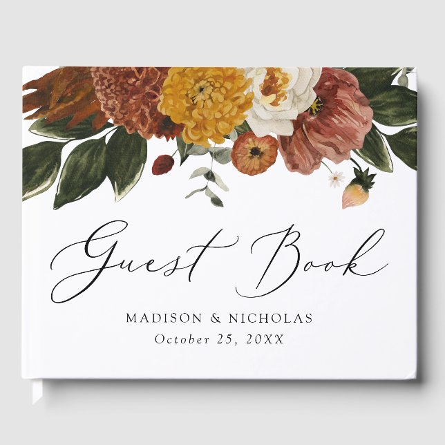 Boho Autumn Floral Wedding Gästebuch (Vorderseite)
