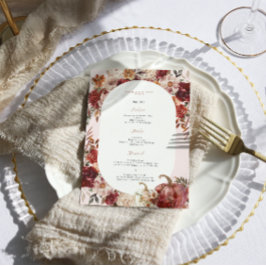 Boho Autumn Floral Wedding Menu Menükarte
