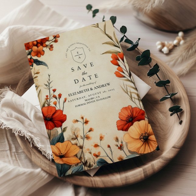 Boho Autumn Floral Wedding Save The Date (Von Creator hochgeladen)