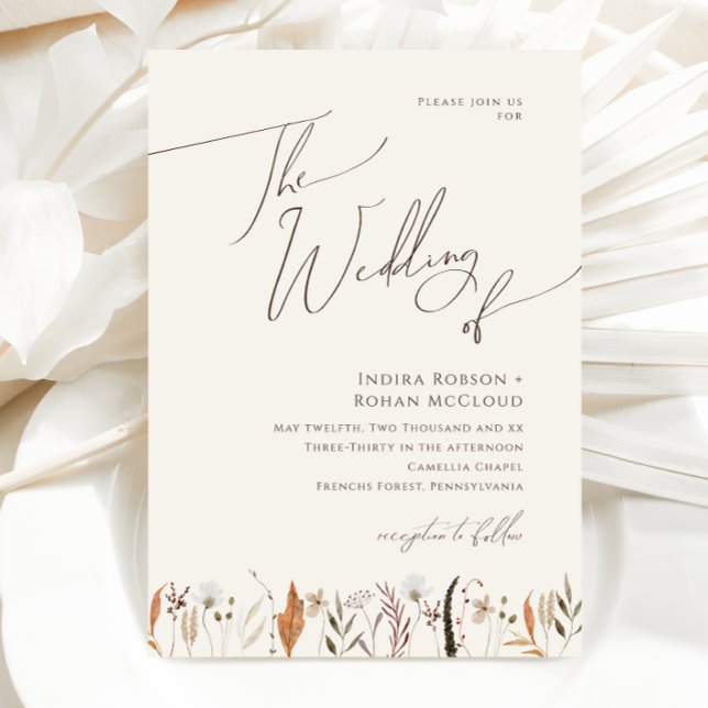 Boho Autumn Wildblume | Beige die Hochzeit von Einladung (Von Creator hochgeladen)