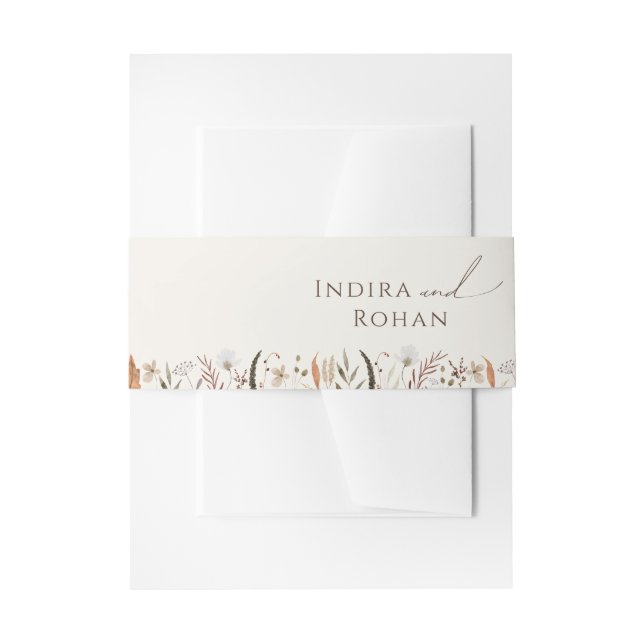 Boho Autumn Wildblume | Beige Einladungsbanderole (Vorderseite Beispiel)
