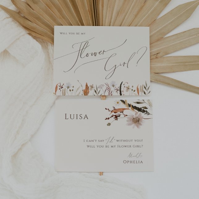 Boho Autumn Wildblume | Beige Flower Girl Card Einladung (Von Creator hochgeladen)