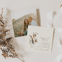 Boho Autumn Wildblume Beige Foto Square Wedding