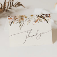 Boho Autumn Wildblume Beige geklappt Danke Karte
