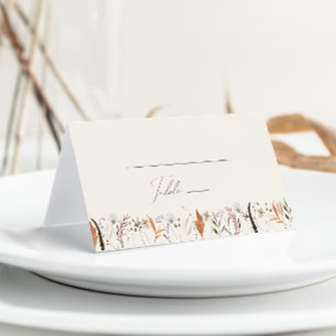 Boho Autumn Wildblume Beige geklappt Platzkarte