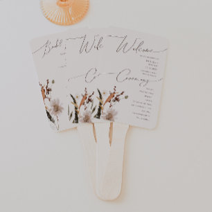 Boho Autumn Wildblume Beige Hochzeitsprogramm Fächer