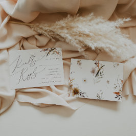 Boho Autumn Wildblume Beige Menü Auswahl RSVP Kart Karte