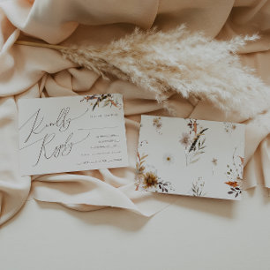 Boho Autumn Wildblume Beige Menü Auswahl RSVP Kart Karte