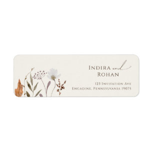 Boho Autumn Wildblume Beige Rücksendeadresse