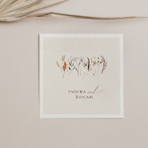 Boho Autumn Wildblume   Beige Wedding Napkins Serviette