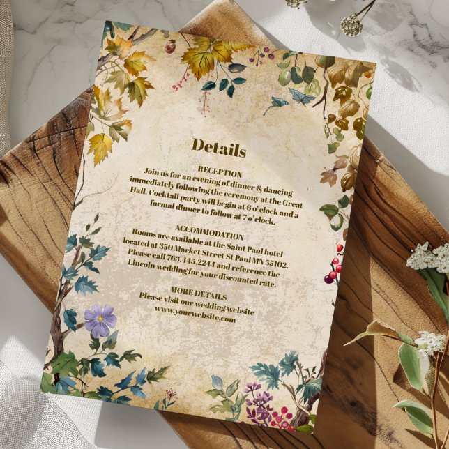 Boho Autumn Wildblume Botanical Wedding Begleitkarte (Von Creator hochgeladen)