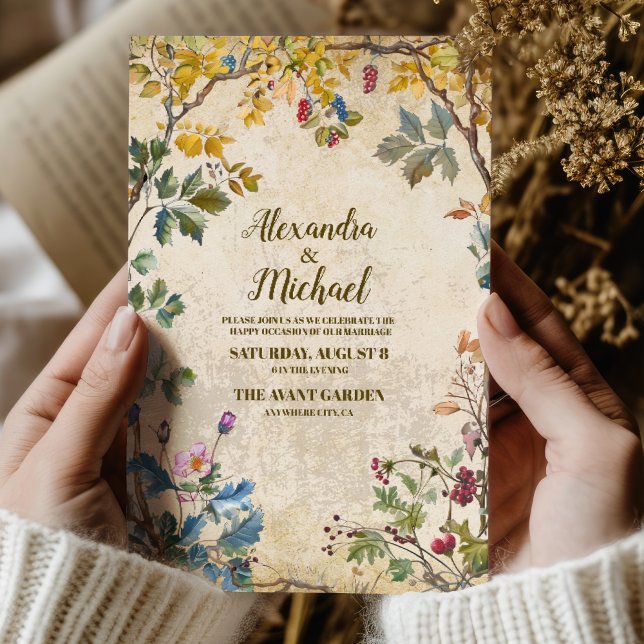 Boho Autumn Wildblume Botanical Wedding Einladung (Von Creator hochgeladen)