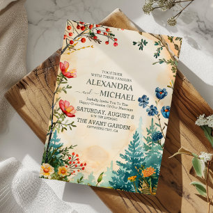 Boho Autumn Wildblume Botanical Wedding Einladung