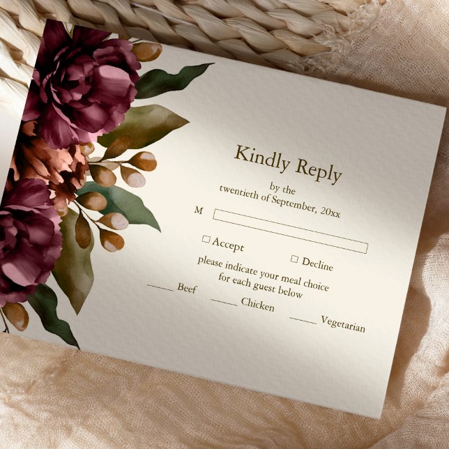 Boho Autumn Wildblume Botanical Wedding RSVP Karte (Von Creator hochgeladen)