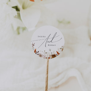 Boho Autumn Wildblume Hochzeiten von Umschlag Au Runder Aufkleber