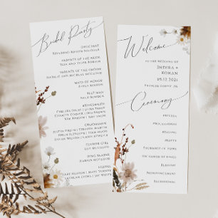 Boho Autumn Wildblume Hochzeitsprogramm Programm