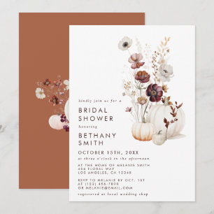 Boho Autumn Wildblume Pumpkin Brautparty Einladung