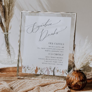 Boho Autumn Wildblume Signature Drinks unterzeichn Poster