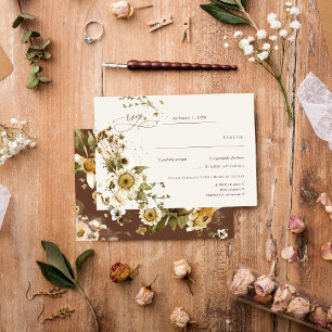 Boho Autumn Wildblume   Terracotta Wedding RSVP Karte