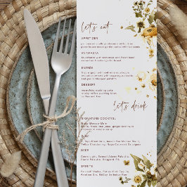 Boho Autumn Wildblumen | Hochzeitsmenü Menükarte