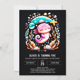 Boho Axolotl Custom Geburtstag Einladung