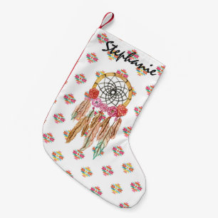 Boho aztekischer Aquarell-amerikanischer Kleiner Weihnachtsstrumpf