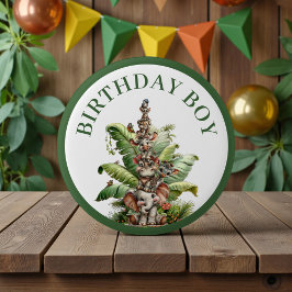 Boho Baby Animal Safari Birthday Button