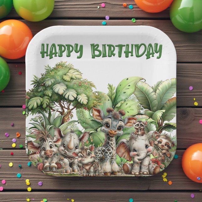 Boho Baby Animal Safari Birthday Pappteller (Von Creator hochgeladen)