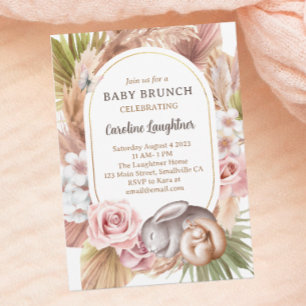 Boho Baby Animal Sleeping Woodland Baby Brunch Einladung