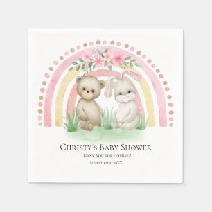 BOHO Baby Bear Rainbow Girl Babydusche Napkins Serviette