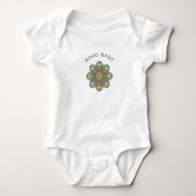 Boho Baby Blume Mandala One Piece Bodysuit Strampler (Vorderseite)