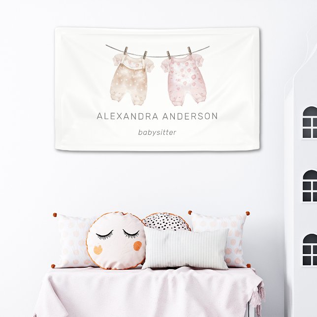 Boho Baby Closing Watercolor Babysitter Promo Banner (Boho Baby Clothing Watercolor Babysitter Promo Banner)