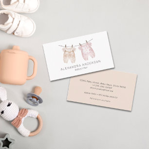 Boho Baby Closing Watercolor Babysitter Visitenkarte