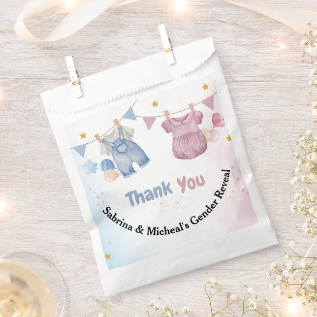 Boho Baby Clotheline Gender Reveal Vielen Dank Geschenktütchen (Ausgeschnitten)