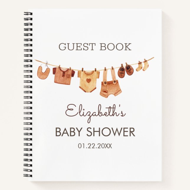 Boho Baby Clothes Baby Showbook Notizbuch (Vorderseite)