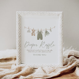 Boho Baby Clothes Baby Shower Diaper Raffle Sign Poster