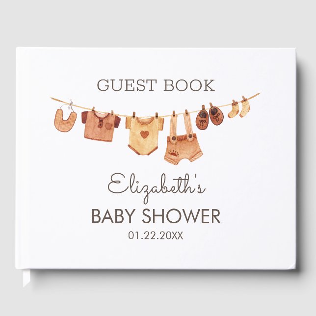 Boho Baby Clothes Babydusche Gästebuch (Vorderseite)