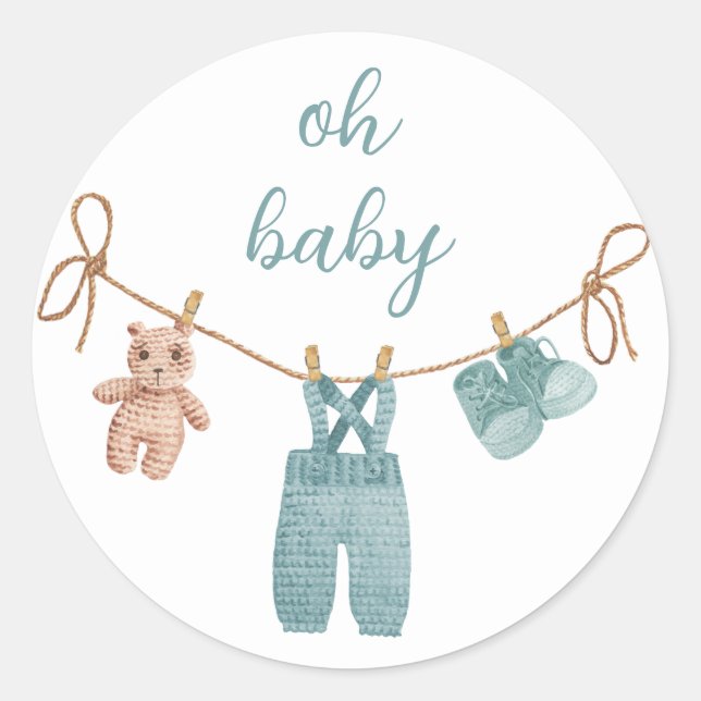 BOHO Baby Clothes Boy Oh Baby Runder Aufkleber (Vorderseite)