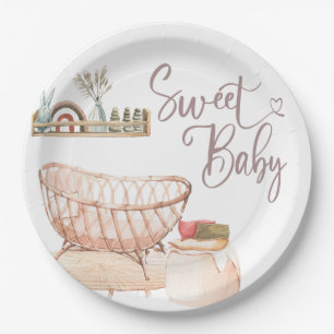 BOHO BABY DUSCHE, BABY DUSCHE, OH BABY EINLADUNG PAPPTELLER