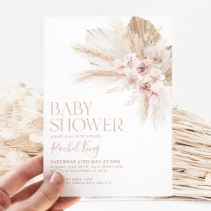 Boho Baby Duwer Einladung Blume rosa neutral