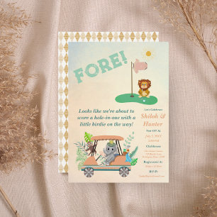 Boho-Baby-Elefant, Affe, Löwe Golf-Baby-Party Einladung