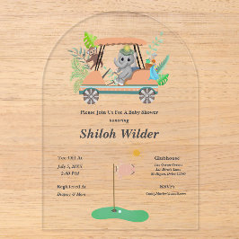 Boho Baby Elephant & Monkey Golf Baby Dusche Acryleinladungen