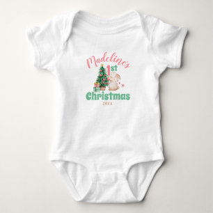 Boho Baby Erste Weihnacht mit Name Rabbit Tree Baby Strampler
