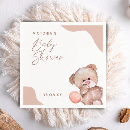 Boho Baby Girl Bear Eleganter Baby Shower Cocktail Serviette